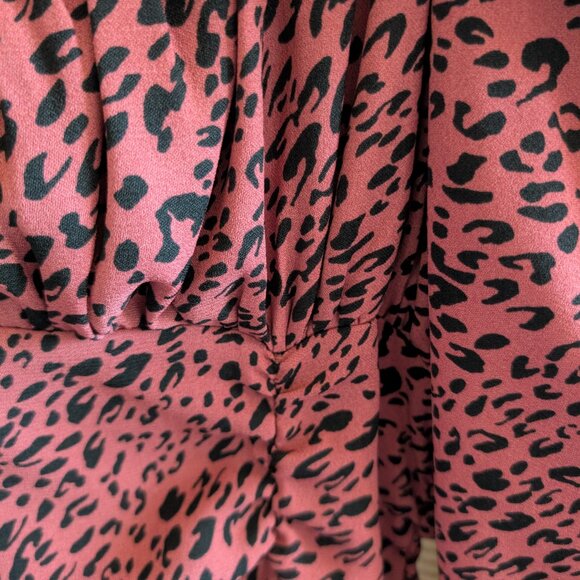Zara Pink & Black Animal Print Draped Ruched Mini Dress Medium - Picture 10 of 14